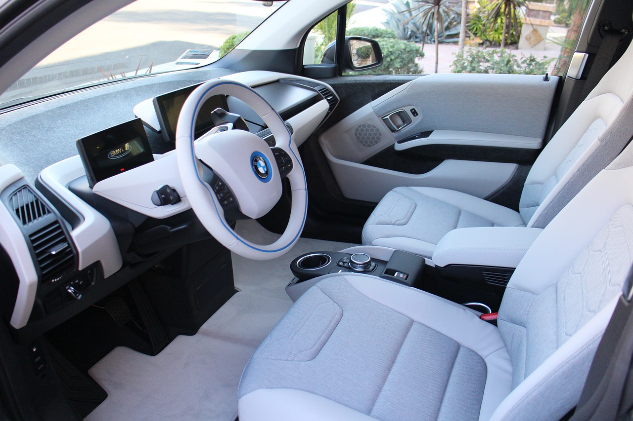 bmw, bmwi3, i3, car, automobile, ev, car wallpapers, electric, sedan, interior, blue car, blue interior